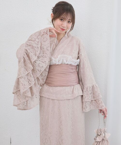 MAJESTIC LEGON（マジェスティックレゴン）の「ワンピにもなるレース浴衣セット（浴衣・レディース・ブルー/ピンクベージュ・MEDIUM）」の18枚目の写真