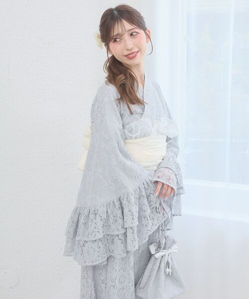 MAJESTIC LEGON(マジェスティックレゴン)の「ワンピにもなるレース浴衣セット(浴衣・レディース・ブルー/ピンクベージュ・MEDIUM)」の5枚目の写真