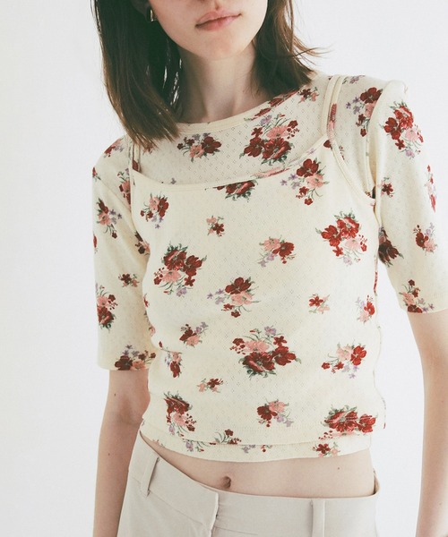 CLANE(クラネ)の「MANY WAY FLOWER CAMI TOPS(キャミソール・レディース・レッド/イエロー・2/1)」の2枚目の写真