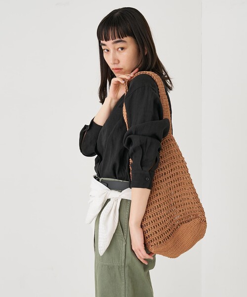 collex(コレックス)の「【ANANS】LARGE クロシェトートバッグ(かごバッグ・レディース・ブラウン/ゴールド・フリー)」の1枚目の写真