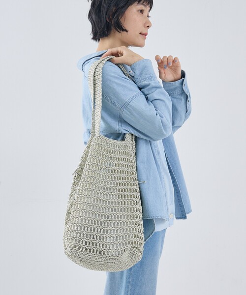 collex(コレックス)の「【ANANS】LARGE クロシェトートバッグ(かごバッグ・レディース・ブラウン/ゴールド・フリー)」の2枚目の写真