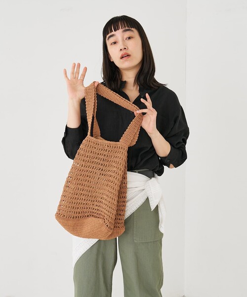 collex(コレックス)の「【ANANS】LARGE クロシェトートバッグ(かごバッグ・レディース・ブラウン/ゴールド・フリー)」の10枚目の写真