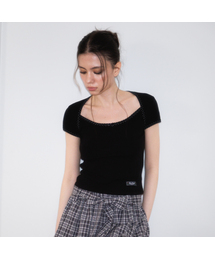 Tiny Dot Trim T-shirt [Black]