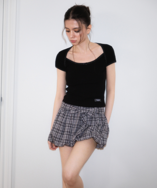 ROSEFRANTZ（ロゼフランツ）の「Tiny Dot Trim T-shirt [Black]（Tシャツ/カットソー・レディース・ブラック・OS）」の7枚目の写真