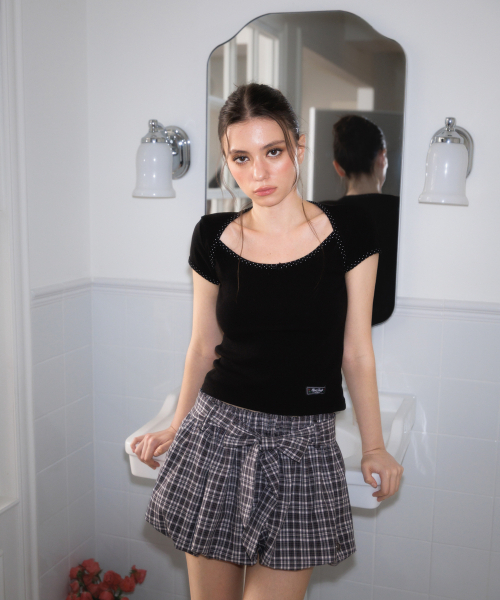 ROSEFRANTZ（ロゼフランツ）の「Tiny Dot Trim T-shirt [Black]（Tシャツ/カットソー・レディース・ブラック・OS）」の9枚目の写真