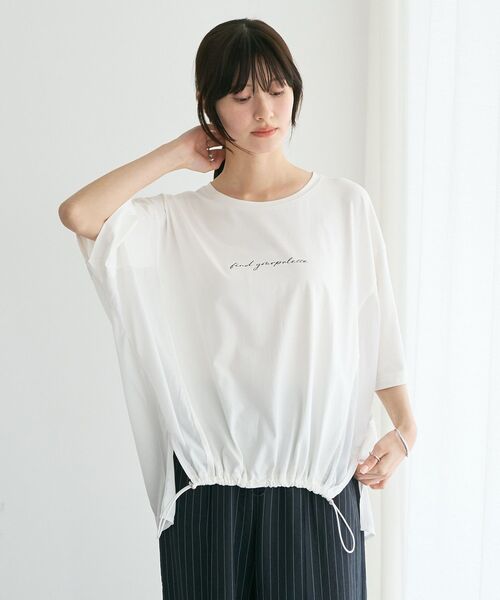 YECCA VECCA(イェッカヴェッカ)の「裾ドロストデザインロゴTee(Tシャツ/カットソー・レディース・ブラック/オフホワイト・FREE)」の2枚目の写真