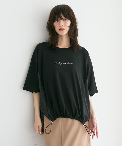 YECCA VECCA(イェッカヴェッカ)の「裾ドロストデザインロゴTee(Tシャツ/カットソー・レディース・ブラック/オフホワイト・FREE)」の11枚目の写真