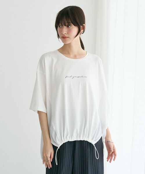 YECCA VECCA(イェッカヴェッカ)の「裾ドロストデザインロゴTee(Tシャツ/カットソー・レディース・ブラック/オフホワイト・FREE)」の3枚目の写真