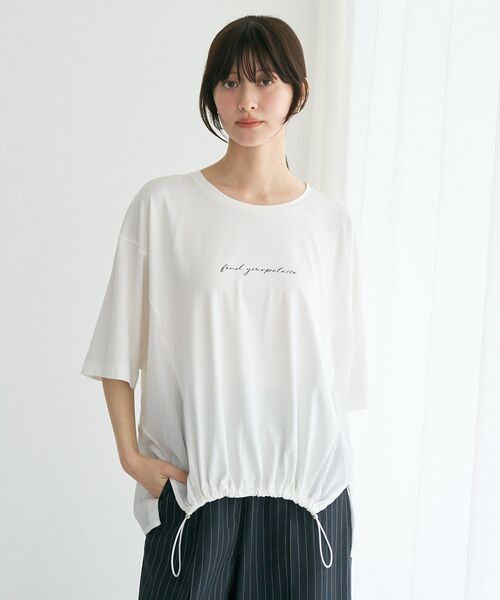 YECCA VECCA(イェッカヴェッカ)の「裾ドロストデザインロゴTee(Tシャツ/カットソー・レディース・ブラック/オフホワイト・FREE)」の4枚目の写真