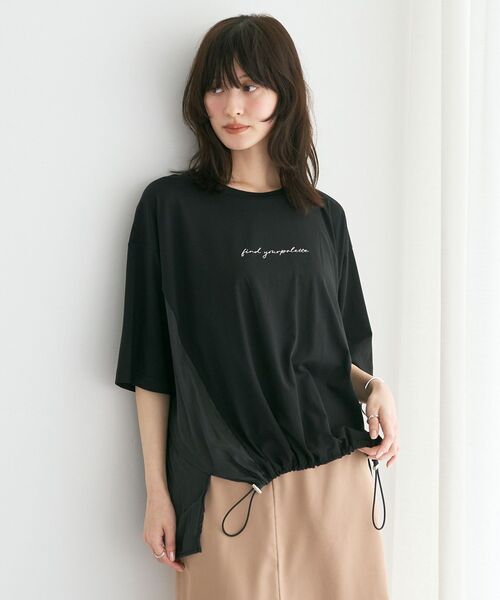 YECCA VECCA(イェッカヴェッカ)の「裾ドロストデザインロゴTee(Tシャツ/カットソー・レディース・ブラック/オフホワイト・FREE)」の12枚目の写真