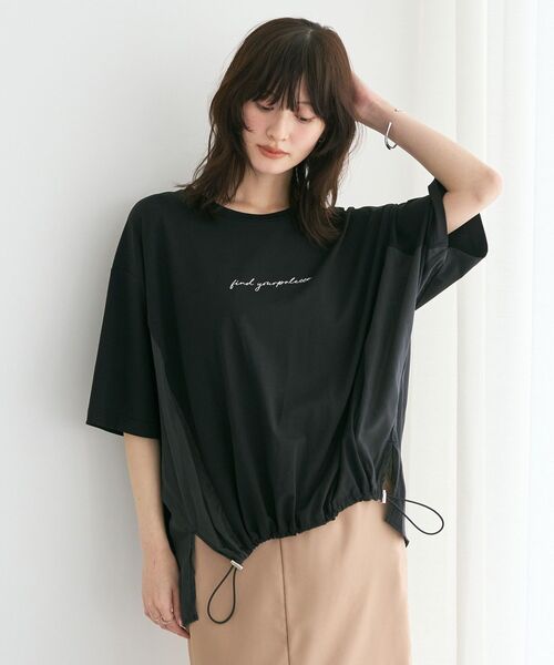 YECCA VECCA(イェッカヴェッカ)の「裾ドロストデザインロゴTee(Tシャツ/カットソー・レディース・ブラック/オフホワイト・FREE)」の13枚目の写真
