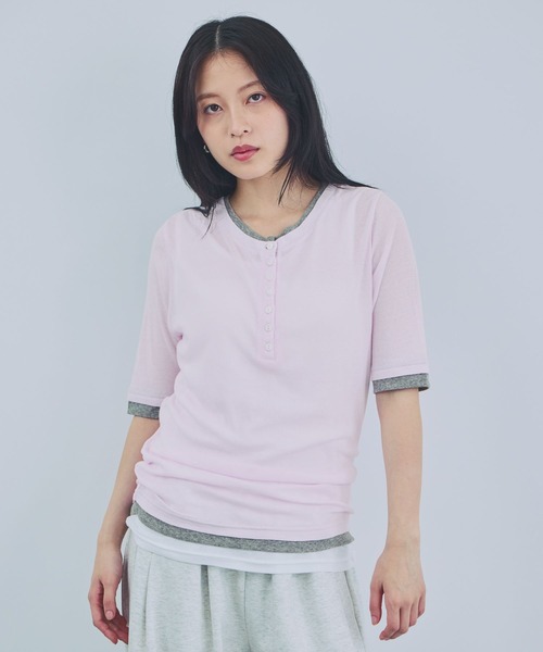 JEANASIS(ジーナシス)の「3カラーレイヤードヘンリー2P SS/1023352(Tシャツ/カットソー・レディース・ブラック系その他/ピンク系その他/ブルー系その他/ネイビー系・FREE)」の4枚目の写真