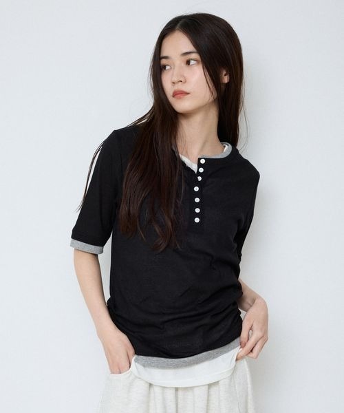 JEANASIS(ジーナシス)の「3カラーレイヤードヘンリー2P SS/1023352(Tシャツ/カットソー・レディース・ブラック系その他/ピンク系その他/ブルー系その他/ネイビー系・FREE)」の20枚目の写真