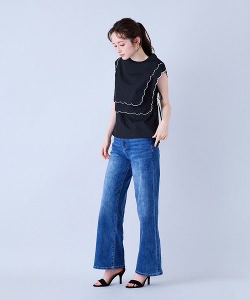 Audie a Muses(オーディアミューズ)の「スカラップ刺繍ダブルカラーブラウス(シャツ/ブラウス・レディース・ブラック/オフホワイト・38/42)」の14枚目の写真