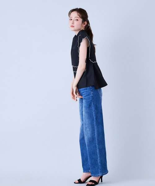 Audie a Muses(オーディアミューズ)の「スカラップ刺繍ダブルカラーブラウス(シャツ/ブラウス・レディース・ブラック/オフホワイト・38/42)」の15枚目の写真