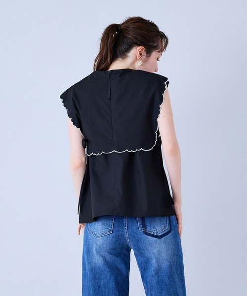 Audie a Muses(オーディアミューズ)の「スカラップ刺繍ダブルカラーブラウス(シャツ/ブラウス・レディース・ブラック/オフホワイト・38/42)」の17枚目の写真