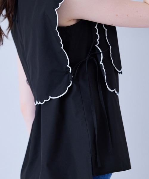 Audie a Muses(オーディアミューズ)の「スカラップ刺繍ダブルカラーブラウス(シャツ/ブラウス・レディース・ブラック/オフホワイト・38/42)」の20枚目の写真