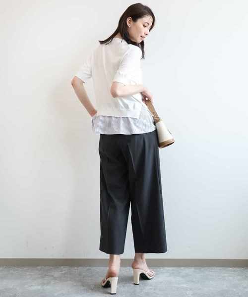 OFUON le MK(オフオンルエムケー)の「共布ベルト付きワンタックワイドパンツ/UVカット/洗濯機で洗える/セットアップ対応可(その他パンツ・レディース・ライトブルー/ダークグレー・36/40/38)」の16枚目の写真