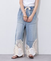 etsinta | 【etsinta】リメイク裾レースデニムワイドパンツ(デニムパンツ)