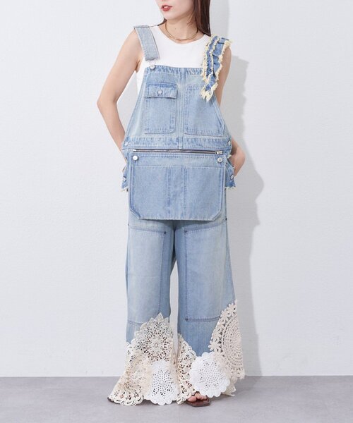 etsinta（エシンタ）の「【etsinta】リメイク裾レースデニムワイドパンツ（デニムパンツ・レディース・インディゴブルー・ONE SIZE）」の12枚目の写真