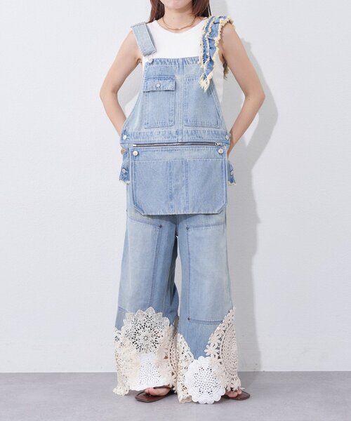 etsinta（エシンタ）の「【etsinta】リメイク裾レースデニムワイドパンツ（デニムパンツ・レディース・インディゴブルー・ONE SIZE）」の13枚目の写真