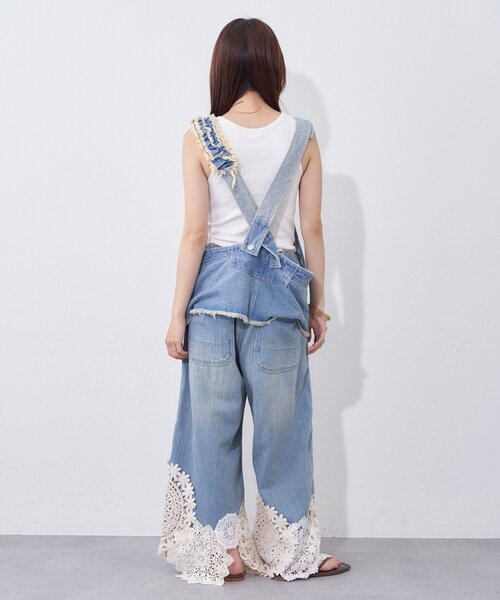 etsinta（エシンタ）の「【etsinta】リメイク裾レースデニムワイドパンツ（デニムパンツ・レディース・インディゴブルー・ONE SIZE）」の14枚目の写真