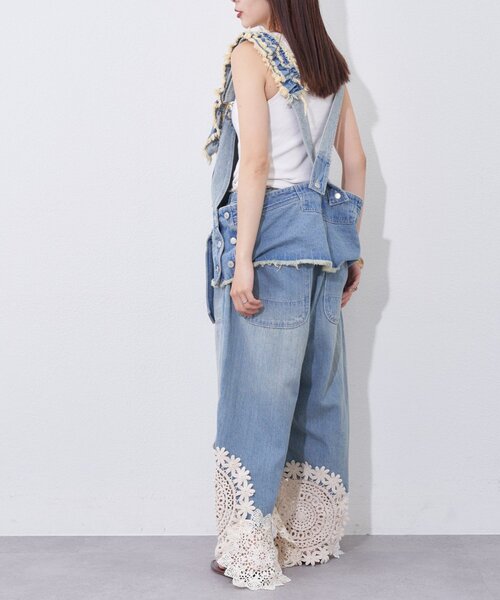 etsinta（エシンタ）の「【etsinta】リメイク裾レースデニムワイドパンツ（デニムパンツ・レディース・インディゴブルー・ONE SIZE）」の15枚目の写真