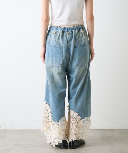 etsinta（エシンタ）の「【etsinta】リメイク裾レースデニムワイドパンツ（デニムパンツ・レディース・インディゴブルー・ONE SIZE）」の17枚目の写真