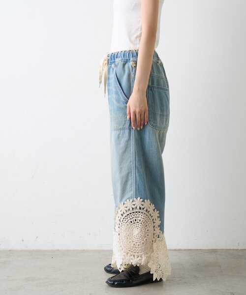 etsinta（エシンタ）の「【etsinta】リメイク裾レースデニムワイドパンツ（デニムパンツ・レディース・インディゴブルー・ONE SIZE）」の19枚目の写真