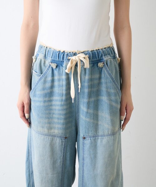 etsinta（エシンタ）の「【etsinta】リメイク裾レースデニムワイドパンツ（デニムパンツ・レディース・インディゴブルー・ONE SIZE）」の20枚目の写真