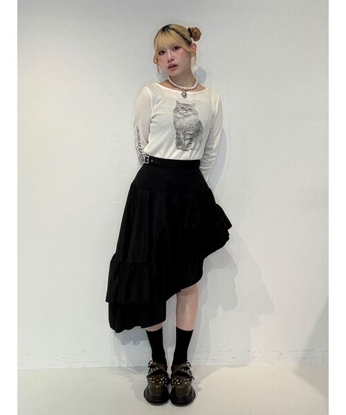 jouetie(ジュエティ)の「キャットロゴワッフルロンT(Tシャツ/カットソー・レディース・アイボリー/ブラック/ピンク・FREE)」の21枚目の写真