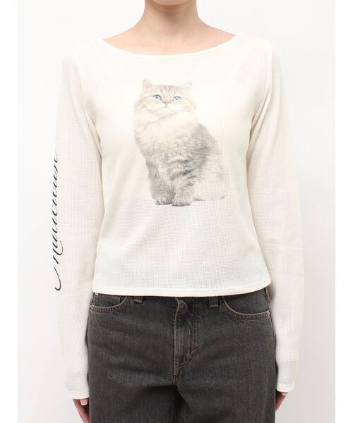jouetie(ジュエティ)の「キャットロゴワッフルロンT(Tシャツ/カットソー・レディース・アイボリー/ブラック/ピンク・FREE)」の22枚目の写真