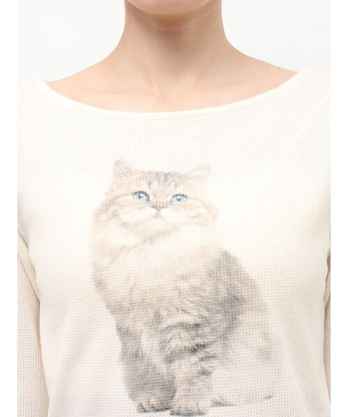 jouetie(ジュエティ)の「キャットロゴワッフルロンT(Tシャツ/カットソー・レディース・アイボリー/ブラック/ピンク・FREE)」の19枚目の写真
