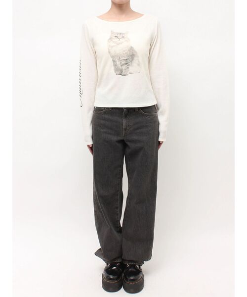 jouetie(ジュエティ)の「キャットロゴワッフルロンT(Tシャツ/カットソー・レディース・アイボリー/ブラック/ピンク・FREE)」の11枚目の写真