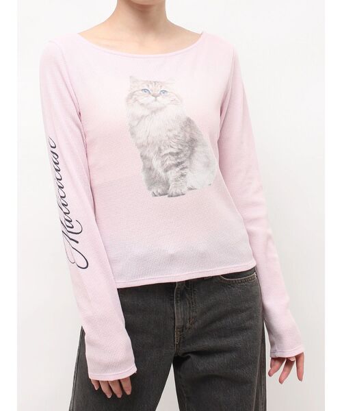 jouetie(ジュエティ)の「キャットロゴワッフルロンT(Tシャツ/カットソー・レディース・アイボリー/ブラック/ピンク・FREE)」の18枚目の写真