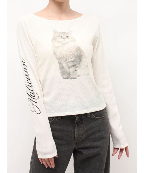 jouetie(ジュエティ)の「キャットロゴワッフルロンT(Tシャツ/カットソー・レディース・アイボリー/ブラック/ピンク・FREE)」の19枚目の写真
