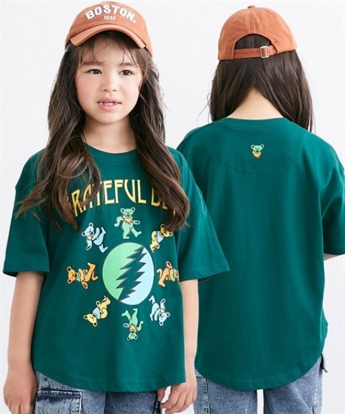 QUNTSTYLE（キュントスタイル）の「【GRATEFUL DEAD】ビッグシルエット半袖プリントＴシャツ（Tシャツ/カットソー・キッズ・オレンジ/グリーン・150/140/130/160）」の2枚目の写真