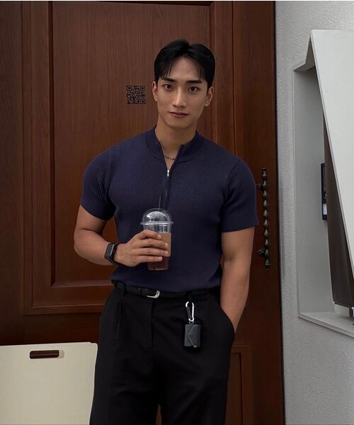 PHOS333(フォースサンサンサン)の「M Slim Fit Half Zip Knit/Navy(ニット/セーター・メンズ・その他・FREE)」の5枚目の写真
