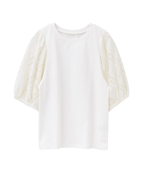 itto...(イット)の「袖レースパフスリーブトップス(Tシャツ/カットソー・レディース・オフホワイト/ブラック・M)」の8枚目の写真
