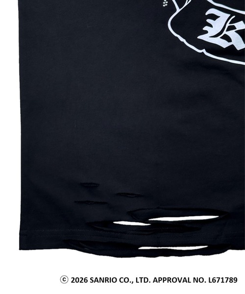 1111clothing(ワンフォークロージング)の「【PSYCHO NATION × KUROMI】バタフライストーンTEE(726811) / クロミちゃん Tシャツ(Tシャツ/カットソー・レディース・ホワイト/ブラック系/ブラック・44)」の11枚目の写真