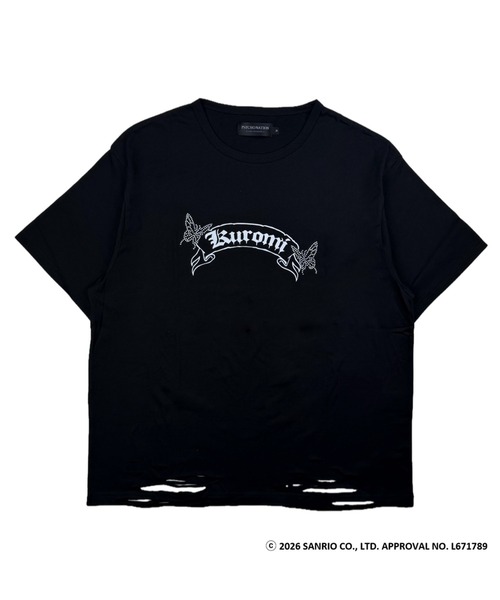 1111clothing(ワンフォークロージング)の「【PSYCHO NATION × KUROMI】バタフライストーンTEE(726811) / クロミちゃん Tシャツ(Tシャツ/カットソー・レディース・ホワイト/ブラック系/ブラック・44)」の8枚目の写真