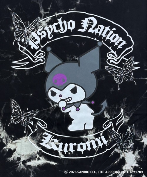 1111clothing(ワンフォークロージング)の「【PSYCHO NATION × KUROMI】バタフライストーンTEE(726811) / クロミちゃん Tシャツ(Tシャツ/カットソー・レディース・ホワイト/ブラック系/ブラック・44)」の16枚目の写真