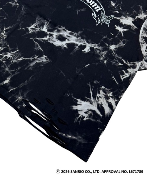 1111clothing(ワンフォークロージング)の「【PSYCHO NATION × KUROMI】バタフライストーンTEE(726811) / クロミちゃん Tシャツ(Tシャツ/カットソー・レディース・ホワイト/ブラック系/ブラック・44)」の18枚目の写真