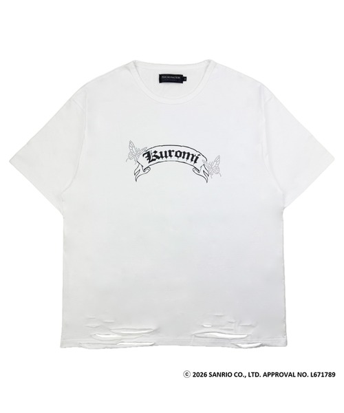1111clothing(ワンフォークロージング)の「【PSYCHO NATION × KUROMI】バタフライストーンTEE(726811) / クロミちゃん Tシャツ(Tシャツ/カットソー・レディース・ホワイト/ブラック系/ブラック・44)」の4枚目の写真