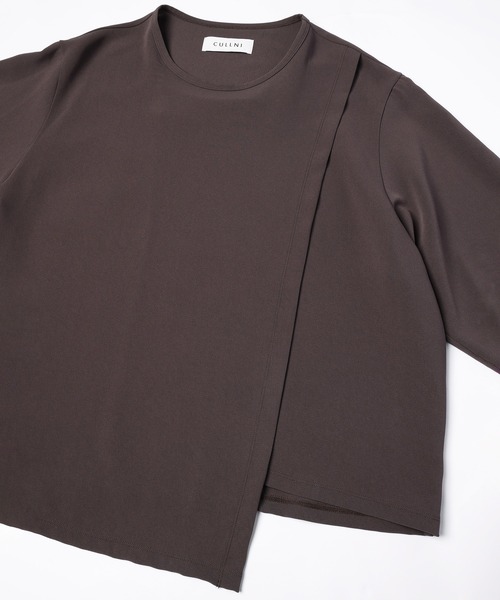 CULLNI(クルニ)の「Triacetate Airy Cloth Wrap Long Sleeve Pullover(Tシャツ/カットソー・メンズ・オフホワイト/ネイビー/ブラウン/ブラック・2/1/0)」の11枚目の写真