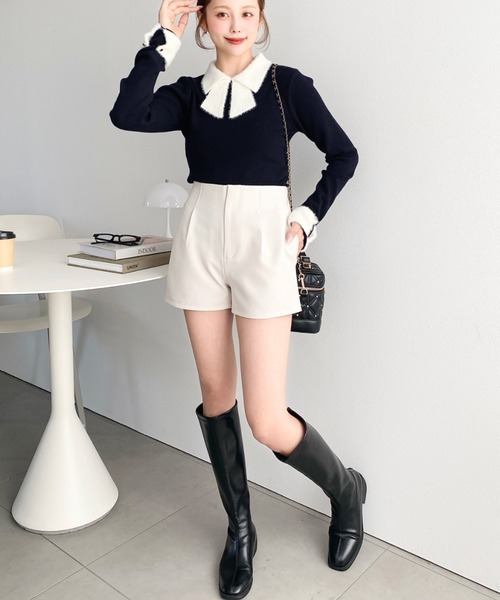 moment+(モーメントプラス)の「フロントタックコンパクトショートパンツ(その他パンツ・レディース・チャコールグレー/ブラウン/アイボリー/ブラック・M)」の10枚目の写真