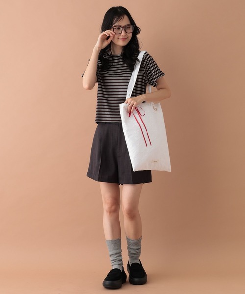 tiny tiny（ティニーティニー）の「レースリボン付きトートバッグ[tiny tiny(ティニーティニー)]（トートバッグ・レディース・ホワイト/ライトブルー・0）」の4枚目の写真