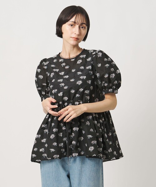 UNITED ARROWS(ユナイテッドアローズ)の「ブーケ カットジャガード ブラウス(シャツ/ブラウス・レディース・ネイビー/ブラック/その他1・FREE)」の4枚目の写真