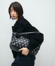 シルバースタッズワンショルダーバッグ/ドットボタン