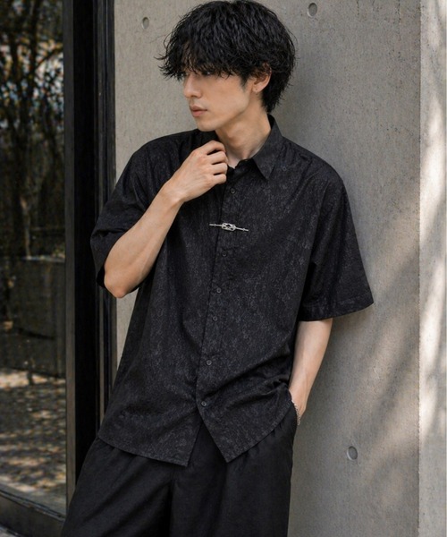 UP START(アップスタート)の「【Bls】 【ZM】【Bling Leads】フックデザイン チャイナドレスシャツ(BL)(シャツ/ブラウス・メンズ・ブラック・LARGE/MEDIUM)」の4枚目の写真
